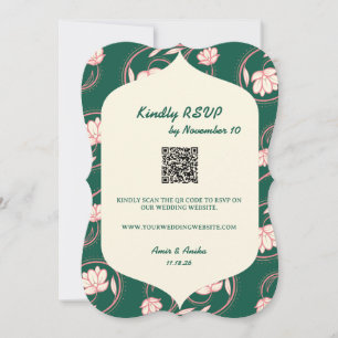 Grüne Lotos-Laternen Indische Hochzeit RSVP-Karte Einladung