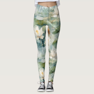Grüne Lotusblüten Gelassenheit Leggings