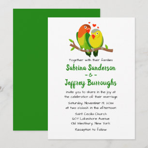 Grüne Lovebirds Hochzeitseinladung - Love Bird Einladung