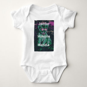 Grüne Löwe mit rosa Brille "Hakuna Matata" Kunst Baby Strampler
