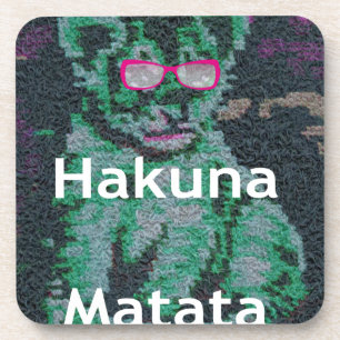Grüne Löwe mit rosa Brille "Hakuna Matata" Kunst Getränkeuntersetzer