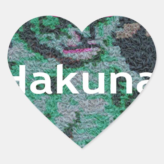 Grüne Löwe mit rosa Brille "Hakuna Matata" Kunst Herz-Aufkleber (Vorderseite)
