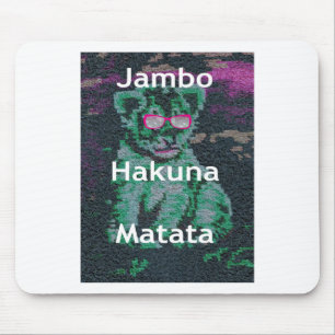 Grüne Löwe mit rosa Brille "Hakuna Matata" Kunst Mousepad