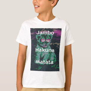 Grüne Löwe mit rosa Brille "Hakuna Matata" Kunst T-Shirt