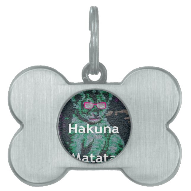 Grüne Löwe mit rosa Brille "Hakuna Matata" Kunst Tiermarke (Vorderseite)