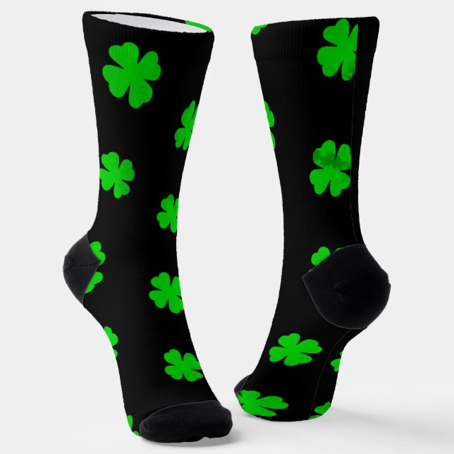 Grüne Lucky Clover Crew Socken (Gewinkelt)