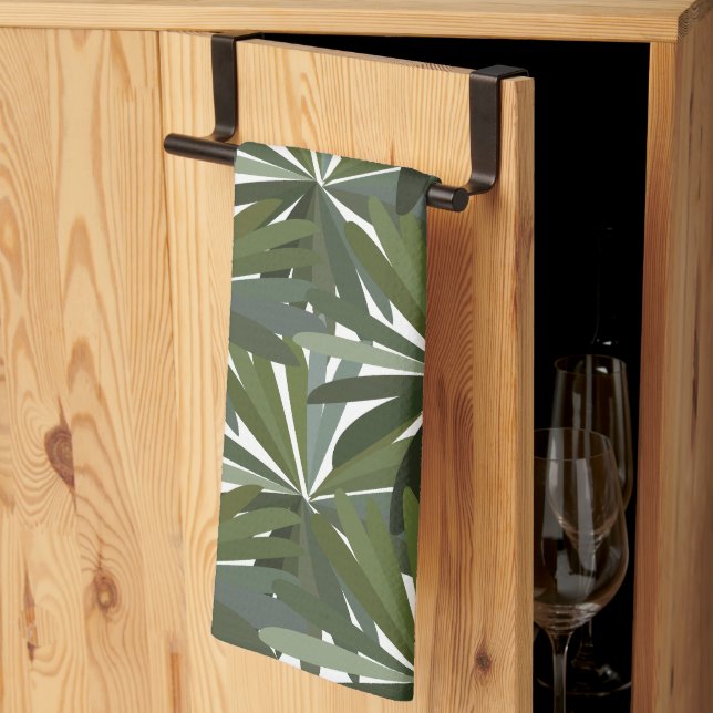 Grüne Lupine-Blätter Geschirrtuch (Drittel gefaltet)