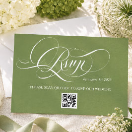 Grüne Luxus-Kalligrafie-Hochzeit RSVP Karte