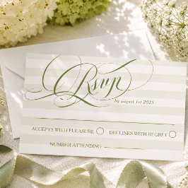 Grüne Luxus-Kalligrafie-Hochzeit RSVP Karte