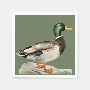 Grüne Mallard Ente Jagd Natur Kunst Serviette