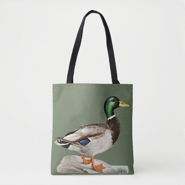 Grüne Mallard Ente Jagd Natur Kunst Tasche (Vorderseite)