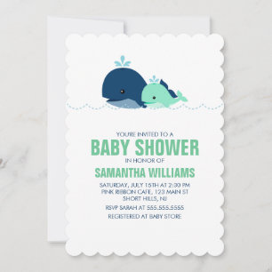 Grüne Mama und Baby Whale Baby Dusche Einladung