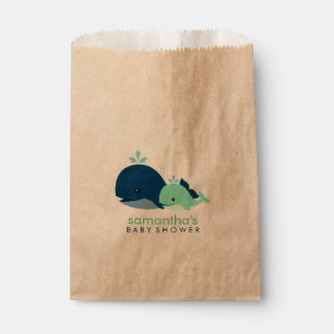 Grüne Mama und Baby Whales Babydusche Geschenktütchen