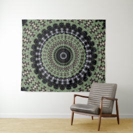 Grüne Mandala Wandteppich