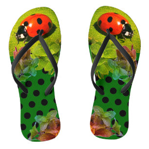 Grüne Marienkäfer-Spaß-Sandalen für Erwachsene Flip Flops