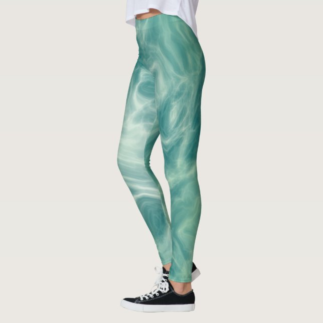 Grüne Marmor Leggings (Links)