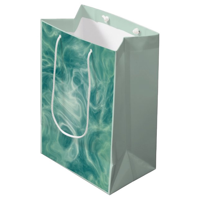 Grüne Marmor Mittlere Geschenktüte (Vorderseite Schrägansicht)