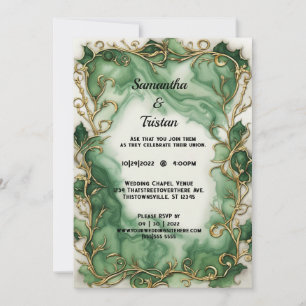 Grüne Marmorbäder Wasserfarben Ivy Trim Elegante H Einladung