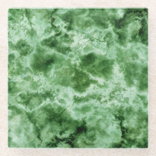 Grüne Marmorbeschaffenheit Glasuntersetzer (Vorderseite)