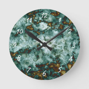 Grüne Marmorbeschaffenheit mit Adern Runde Wanduhr