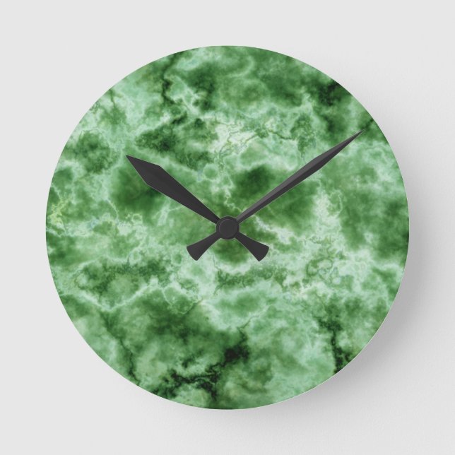 Grüne Marmorbeschaffenheit Runde Wanduhr (Vorderseite)