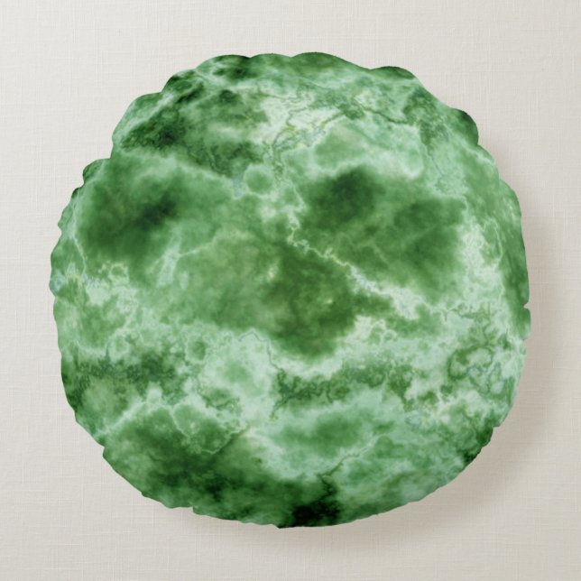 Grüne Marmorbeschaffenheit Rundes Kissen (Vorderseite)
