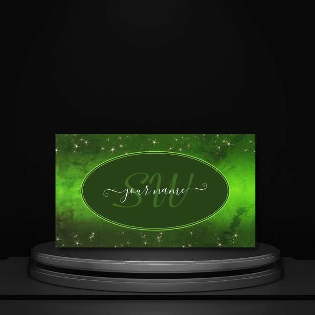 Grüne Marmormuster Muster Niedliche Glitzer Sterne Visitenkarte (Von Creator hochgeladen)