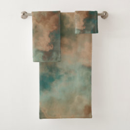 Grüne Marmorplatte abstrakt Badhandtuch Set