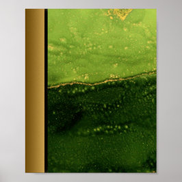 Grüne Marmorsteine / Schwarze goldene Grenze Kunst Poster