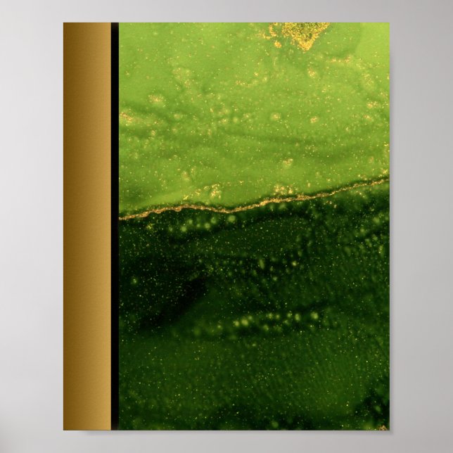 Grüne Marmorsteine / Schwarze goldene Grenze Kunst Poster (Vorne)