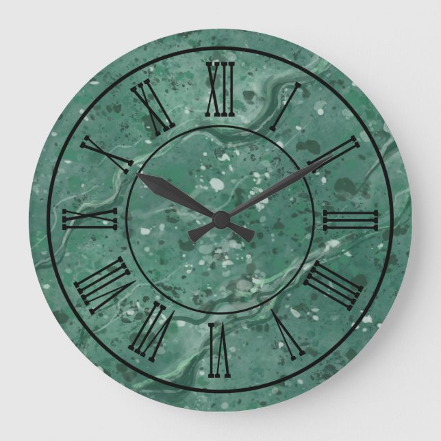 Grüne Marmorwand im klassischen Stil Große Wanduhr (Vorderseite)