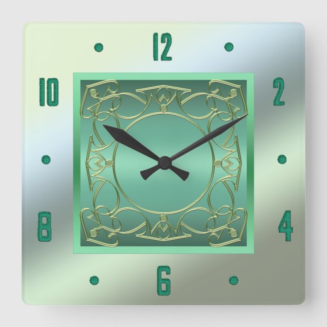 Grüne Mauer Quadratische Wanduhr (Vorderseite)