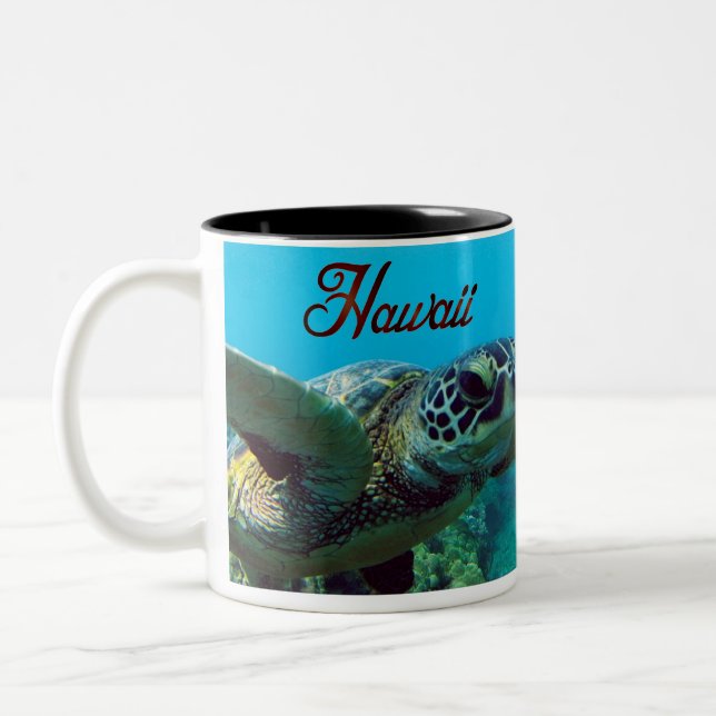 Grüne Meeresschildkröte Hawaiis Zweifarbige Tasse (Links)