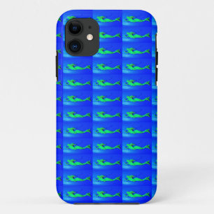 Grüne Meerjungfrauen auf blauem Fall iPhone 11 Hülle