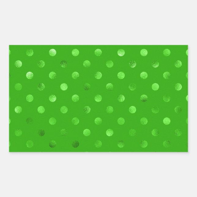Grüne metallische Imitate Foil Polka Dot Backgroun Rechteckiger Aufkleber (Vorderseite)