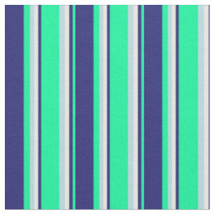 Grüne, Midnight Blue, White & Powder Blue Lines Stoff