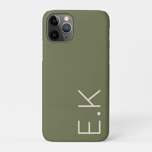 Grüne Minimal Personalisierte Anfangsmonogramm Case-Mate iPhone Hülle (Rückseite)