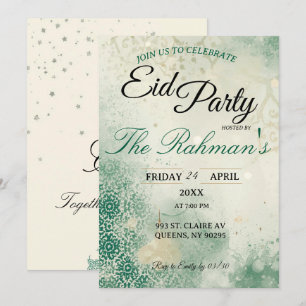 Grüne minimalistische elegante Eid-Party-Einladung Einladung