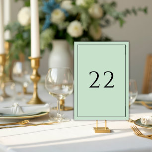 Grüne minimalistische elegante Hochzeit Tischnummer
