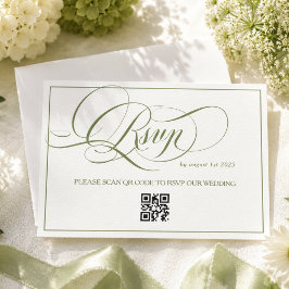 Grüne minimalistische Luxus-Kalligrafie-Hochzeit RSVP Karte