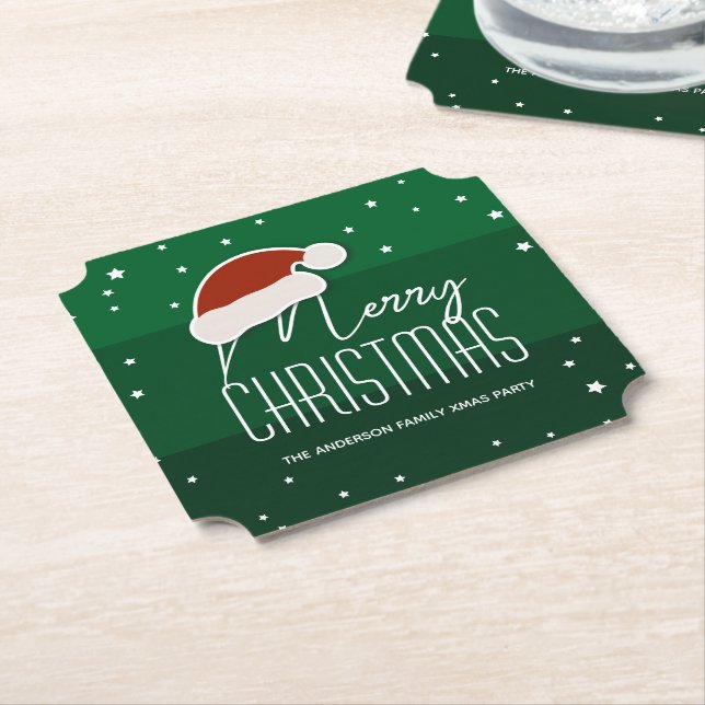 Grüne Minimalistische Typografie Frohe Weihnachtsz Untersetzer (angewinkelt)