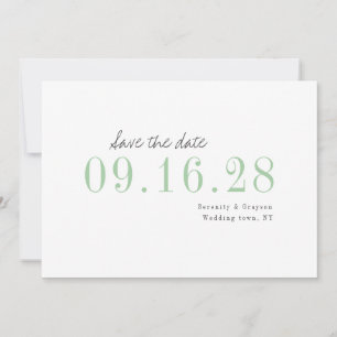 Grüne minimalistische typografische Hochzeit speic Save The Date