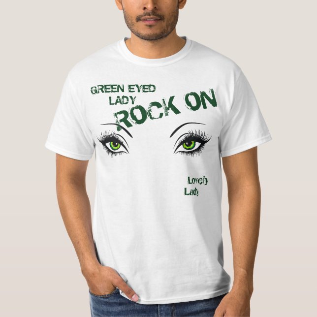 Grüne mit Augen Dame Rock On Tee (Vorderseite)