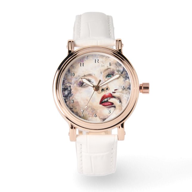 Grüne Mit Augen Hübsche Frauenwache Armbanduhr (Vorderseite)