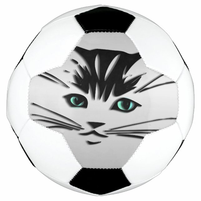 Grüne Mit Augen Katze Fußball (Vorderseite)