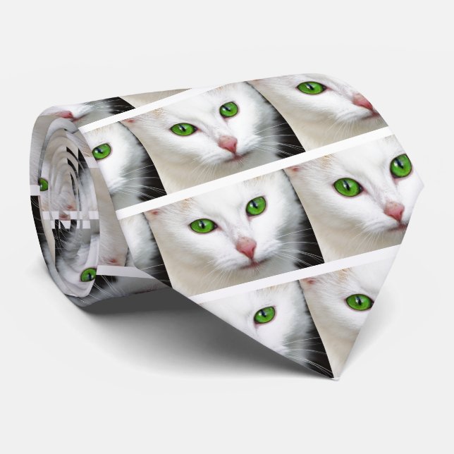 Grüne Mit Augen Katze Krawatte (Gerollt)