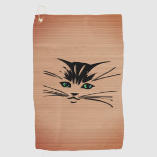 Grüne Mit Augen Katze Rustikal Golfhandtuch