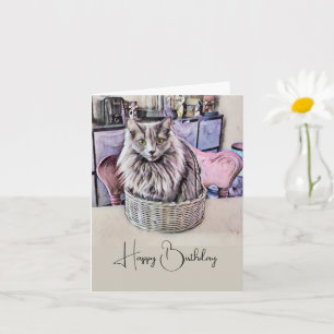Grüne Mit Augen Katze zum Geburtstag Karte