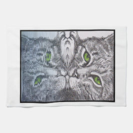 Grüne Mit Augen Katzen Geschirrtuch