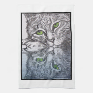 Grüne Mit Augen Katzen Geschirrtuch